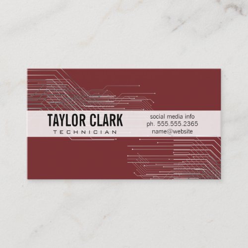 Circuit Board Component Deep Red Variation Business Card