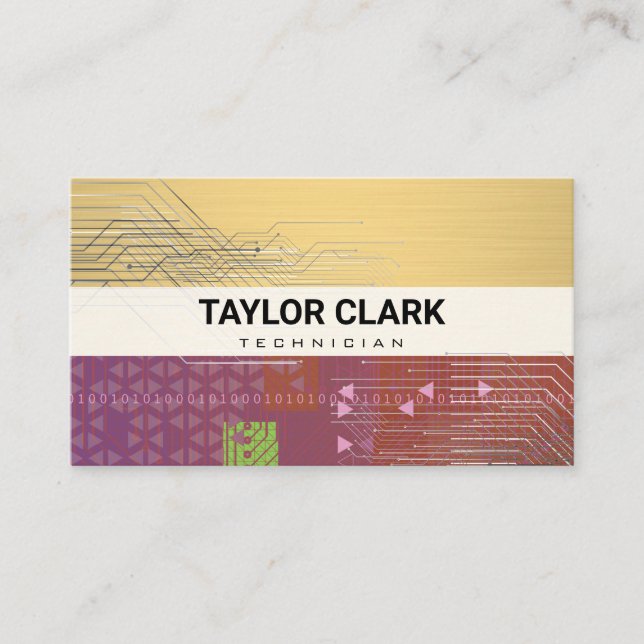 Circuit Board Component Technician | Binary Code Business Card (Front)