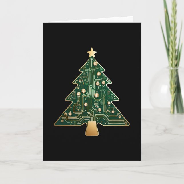 Circuit Board Computer Tech Christmas Tree  Card (Front)