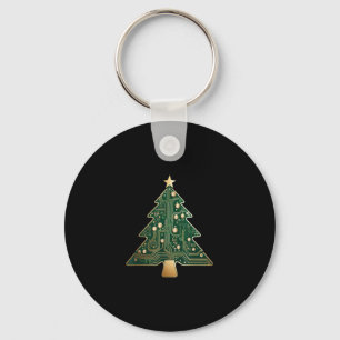 Circuit Board Computer Tech Christmas Tree Keychain