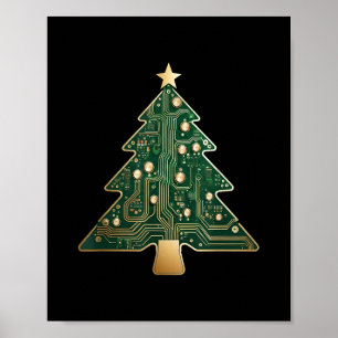 Circuit Board Computer Tech Christmas Tree Poster
