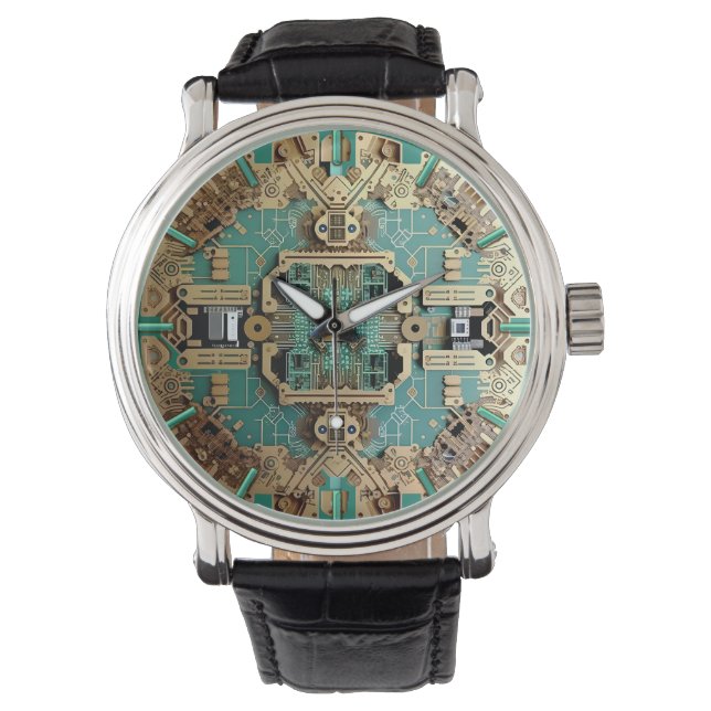 Circuit board decorative Clock, Motherboard  Large Watch (Front)