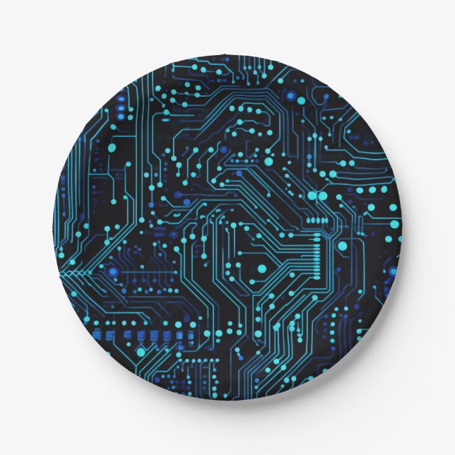 Circuit Board design illustration Cushion Paper Plates (Front)