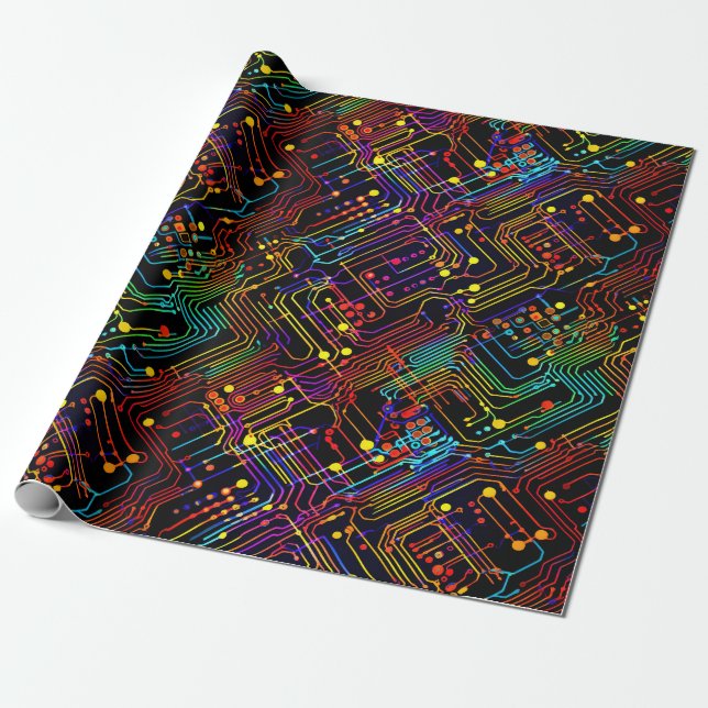 Circuit Board design illustration Cushion Wrapping Paper (Unrolled)