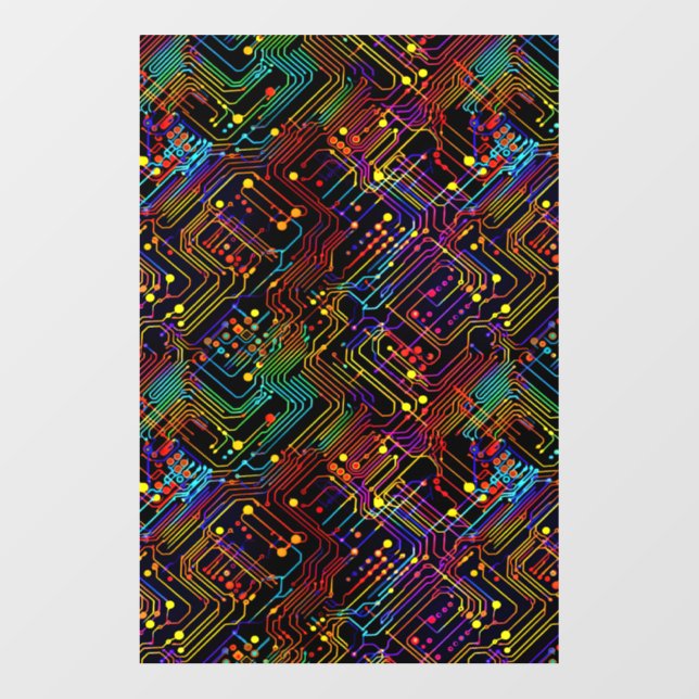 Circuit Board design illustration Wall Decal (Front)