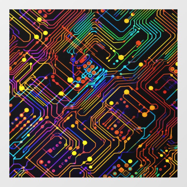 Circuit Board design illustration Wall Decal (Front)