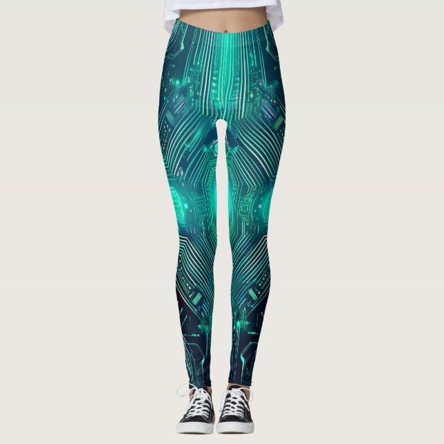 Circuit Board Design Leggings: Tech-Inspired Style Leggings (Front)
