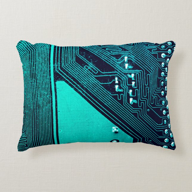 Circuit board. Electronic computer hardware techno Accent Pillow (Front)