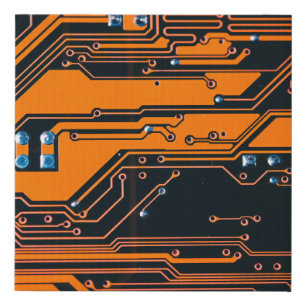 Circuit board. Electronic computer hardware techno Faux Canvas Print