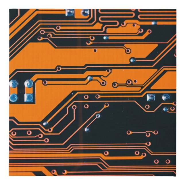 Circuit board. Electronic computer hardware techno Faux Canvas Print (Front)
