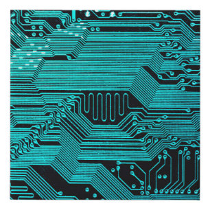 Circuit board. Electronic computer hardware techno Faux Canvas Print