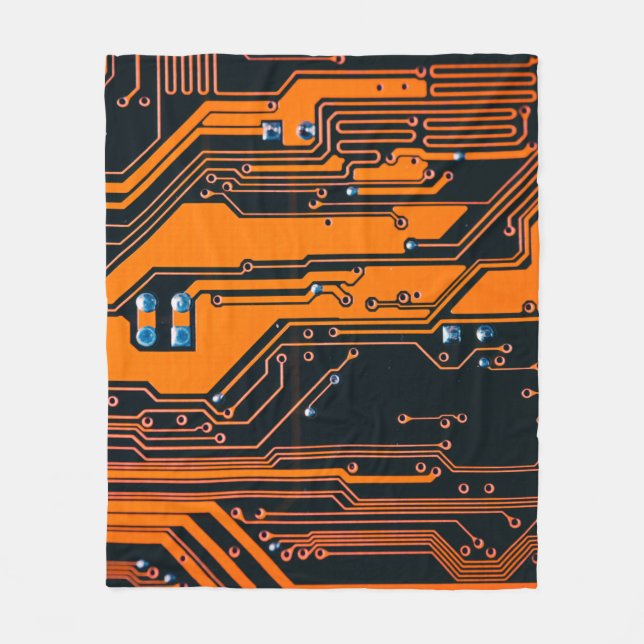 Circuit board. Electronic computer hardware techno Fleece Blanket (Front)