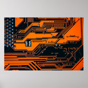 Circuit board. Electronic computer hardware techno Poster