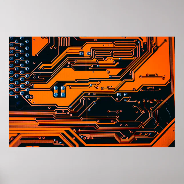 Circuit board. Electronic computer hardware techno Poster | Zazzle