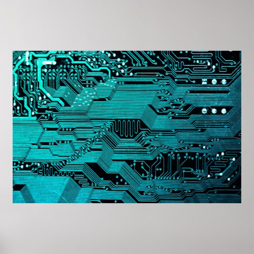 Circuit board Electronic computer hardware techno Poster