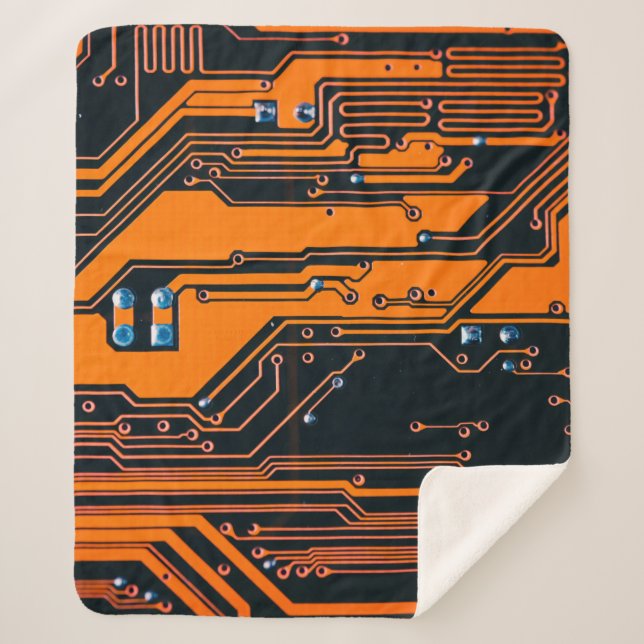 Circuit board. Electronic computer hardware techno Sherpa Blanket (Front)