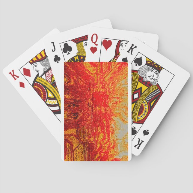 Circuit Board Fiery Explosion Poker Cards (Back)