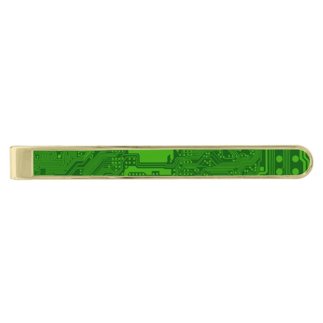 Circuit Board Gold Finish Tie Bar (Front)