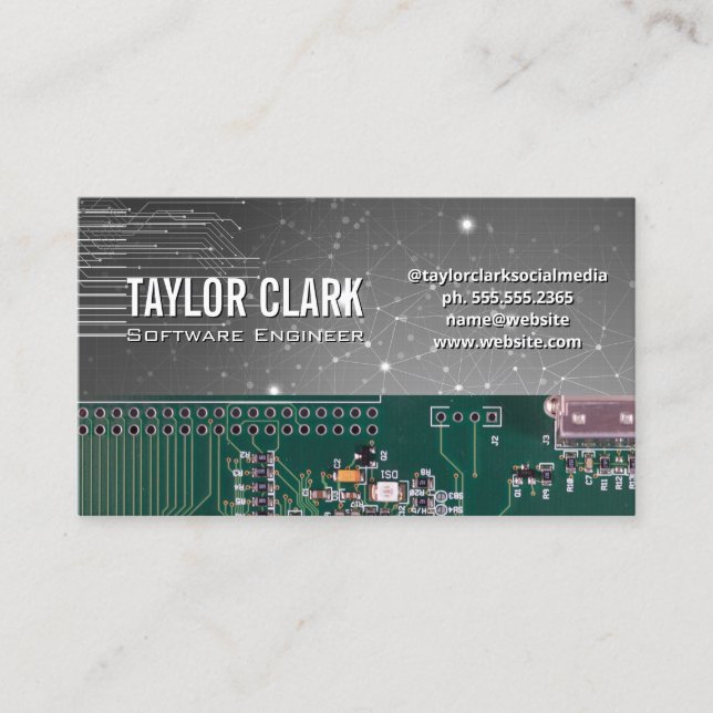 Circuit Board Hardware Engineer | Tech Background Business Card (Front)
