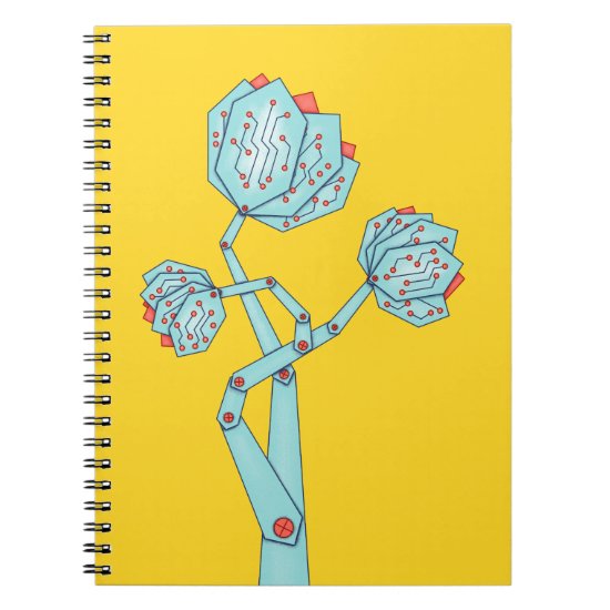 Circuit Board Mechanical Flowers Geek Girl Notebook