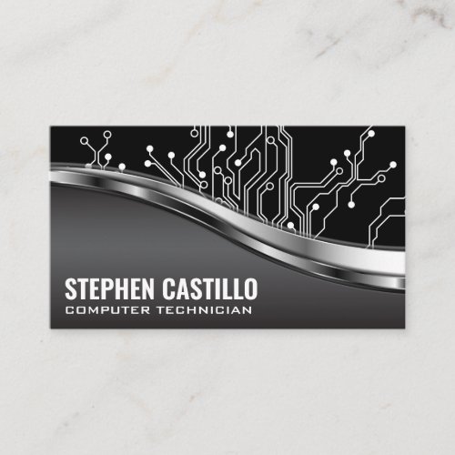 Circuit Board  Metallic Design Business Card