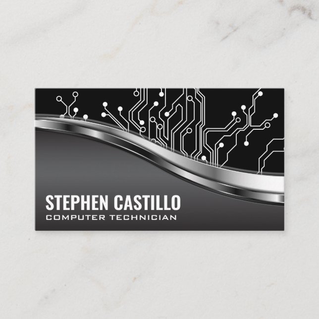 Circuit Board | Metallic Design Business Card (Front)