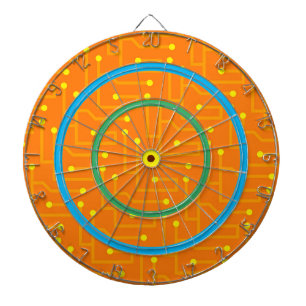 Circuit Board Orange Yellow Game Modern Dartboard