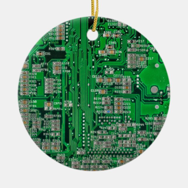 Circuit Board Painting Ceramic Ornament (Front)