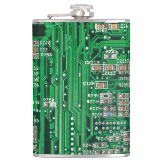 Circuit Board Painting Flask (Front)