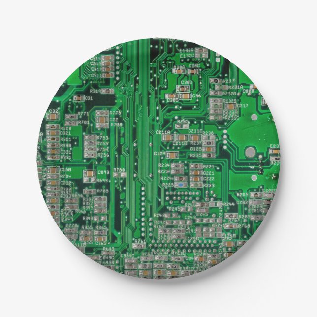 Circuit Board Painting Paper Plates (Front)