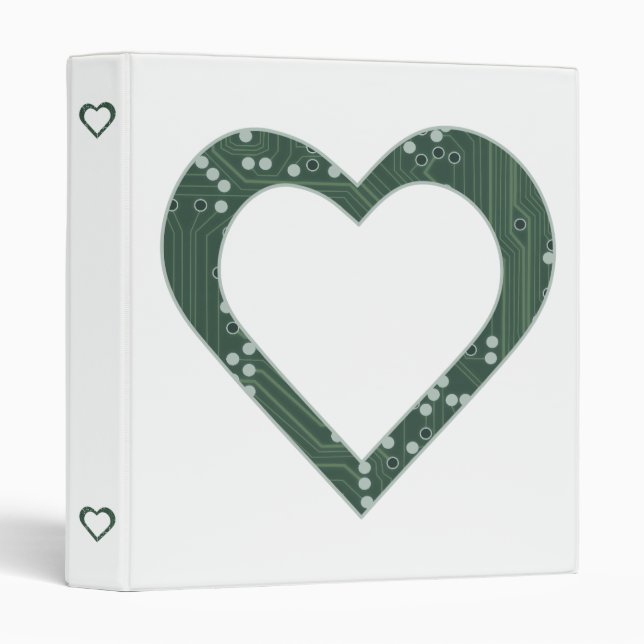 Circuit board Pattern Heart 3 Ring Binder (Front/Spine)