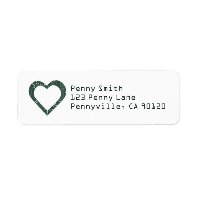 Circuit board Pattern Heart Label (Front)