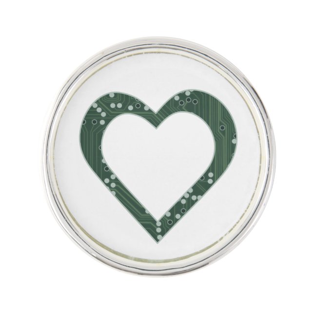 Circuit board Pattern Heart Lapel Pin (Front)