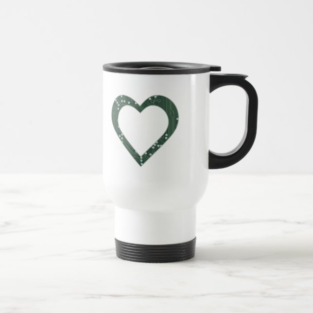 Circuit board Pattern Heart Travel Mug (Right)