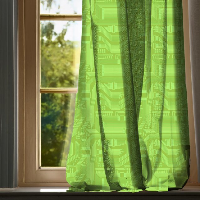 Circuit Board Pattern Lime Green ID245 Sheer Curtains (Creator Uploaded)