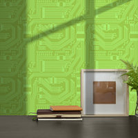 Circuit Board Pattern Lime Green ID245