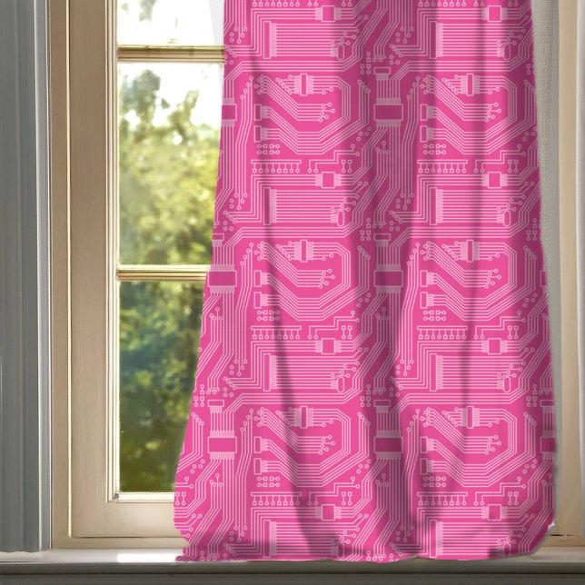 Circuit Board Pattern Pink ID245 Sheer Curtains (Creator Uploaded)