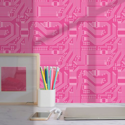 Circuit Board Pattern Pink ID245 Wallpaper