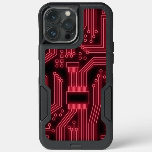 Circuit Board Pattern Red ID245 iPhone 13 Pro Max Case