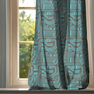 Circuit Board Pattern Turquoise ID245 Blackout Curtains