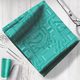 Circuit Board Pattern Turquoise ID245 Fabric