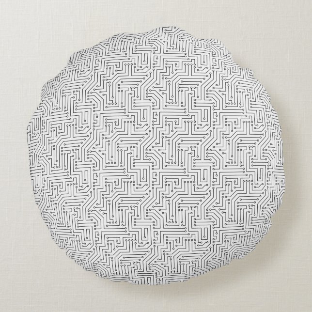 Circuit Board Round Pillow (Back)