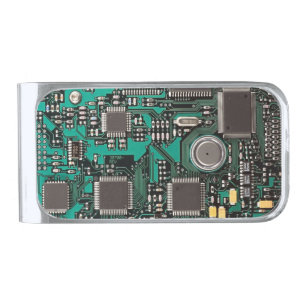 Circuit board silver finish money clip