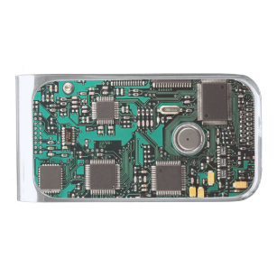 Circuit board silver finish money clip