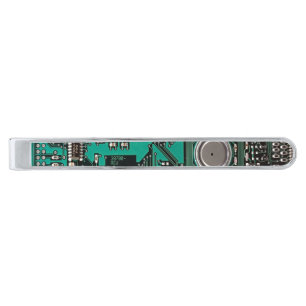 Circuit board silver finish tie clip
