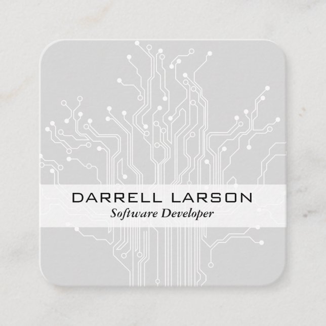 Circuit Board Square Business Card (Front)