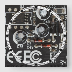 Circuit Board Square Wall Clock