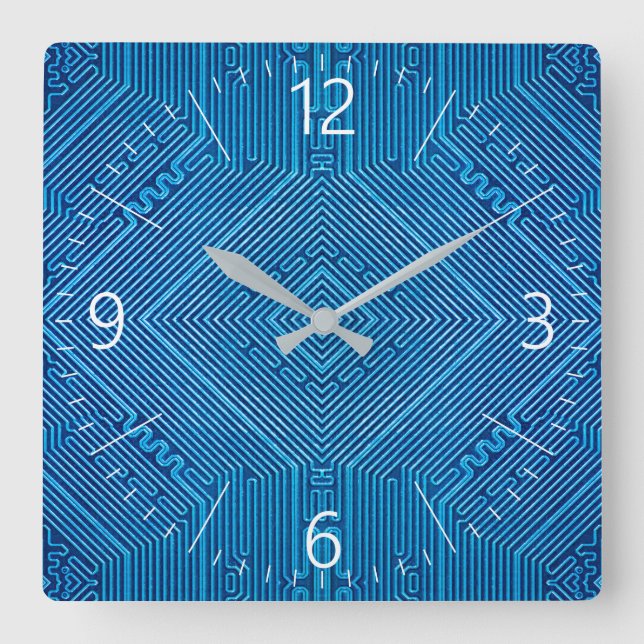 circuit board square wall clock (Front)
