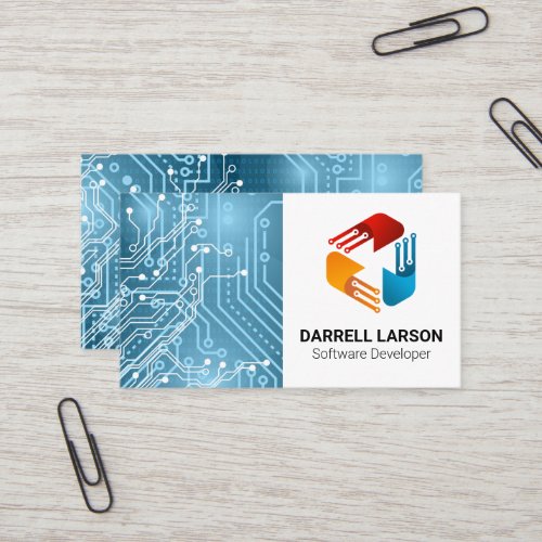 Circuit Board  Tech Modern Logo Business Card