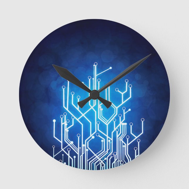 circuit-board-technology- round clock (Front)